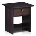 Furinno Furinno 10004DWN End Table & Night Stand Storage Shelf with Bin Drawer; Dark Walnut 10004DWN